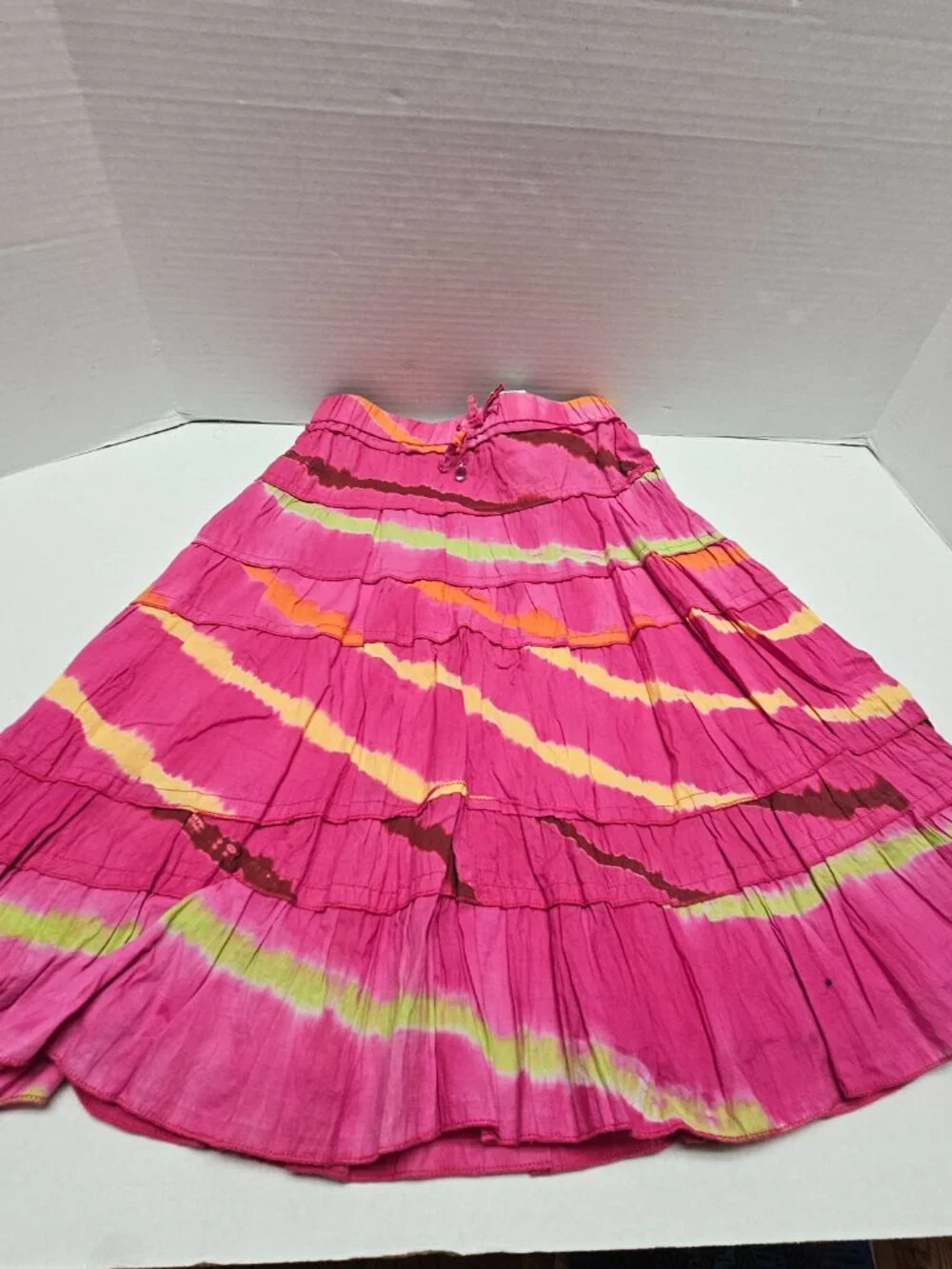 New The Childrens Place Girls Tie-Dye Tiered Skirt Multi Pink Ruffle Layered 8